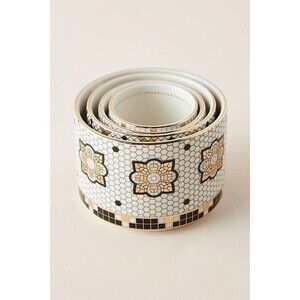 Anthropologie Bistro Tile Stoneware 24k Gold Accent Measuring Cups Set of 4 NEW